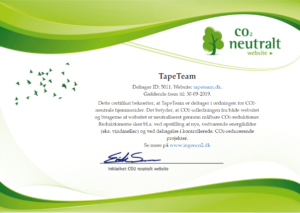 TapeTeam Co2 neutralt website