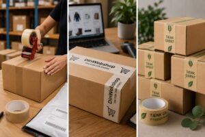 TapeTeam Pakketape til webshops, pakketape på pakken med tryk, tape med logo, papirtape Tape med tryk - vælg den rette for dig alt efter branche