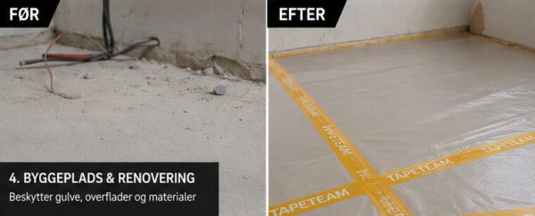 TapeTeam før og efter pakketape brugsmuligheder 4 byggeplads og renovering TapeTeam før og efter pakketape brugsmuligheder 4 byggeplads og renovering